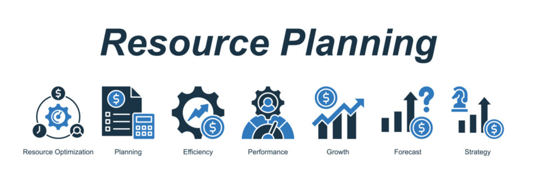 Resource Planning banner web icon vector illustration concept with an icon of Resource Optimization, Planning, Efficiency, Performance, Growth, Forecast, Strategy 