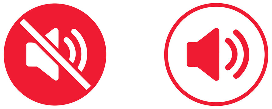 Audio volume icons showing different sound levels and mute status for media control interface design