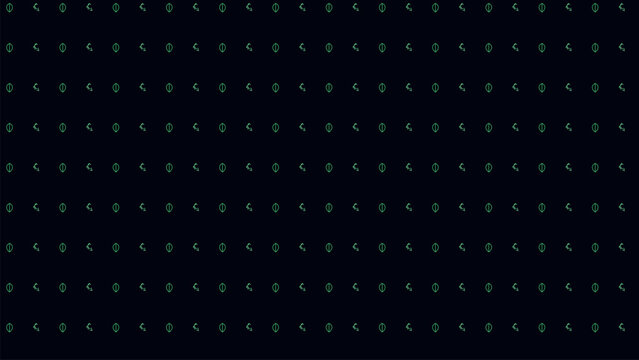 Abstract Green Symbol Pattern Vector with Dark Background Featuring Oval Shapes and Angular Arrow Icons for Modern Design