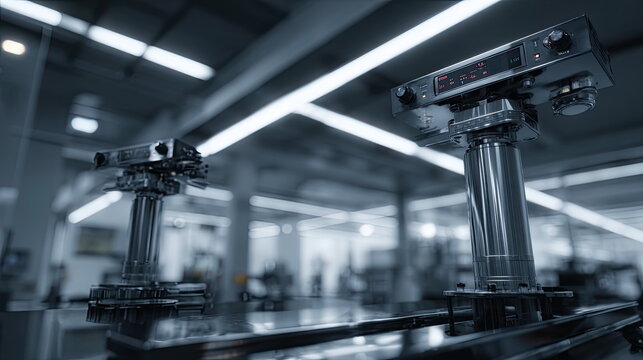 Industrial robots operating automation machinery in a modern fac