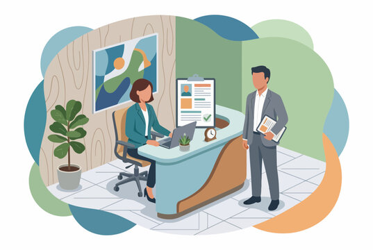 Job Interview and Recruitment Process Vector Illustration