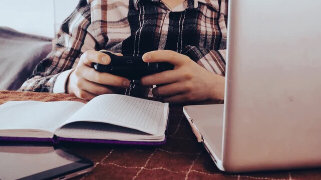 Cinematic close up shot of an young man gamer