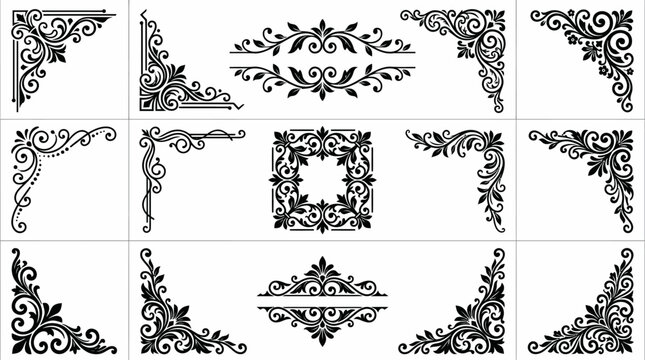 Elegant Vintage Swirls and Flourishes - Decorative Corner Elements and Ornaments