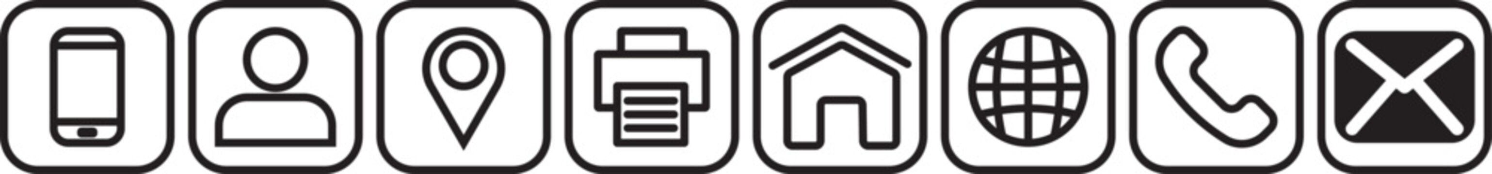 Printcontact, communication, electronic mail, address, call, icon, card, visiting, business, location, phone, profile, corporate, handset