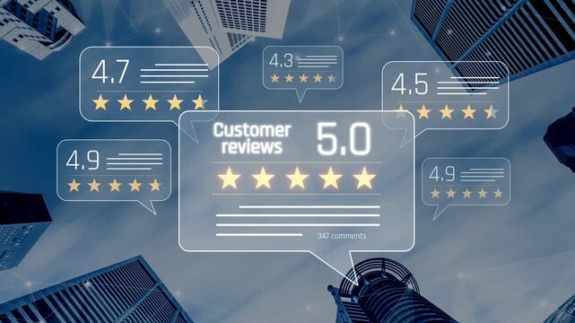 Customer centric review and rating system support product review, digital rating concept, and customer give good trust by visualizing people choice through stars and feedback content technology Marrow