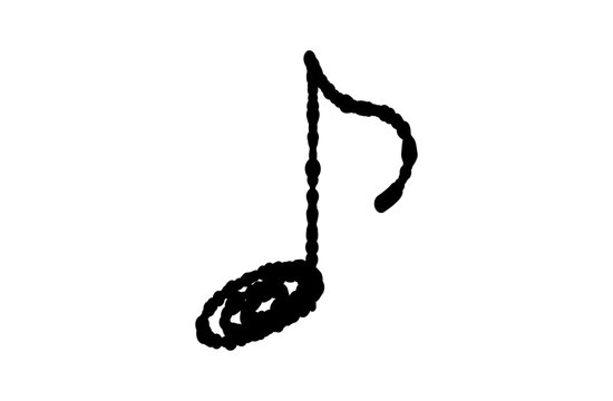 手書きのゆるい線で描いた喜びや楽しさを表現する音符の漫符