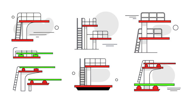 Diving Board Collection: Flat Design Icons, Sports and Recreation