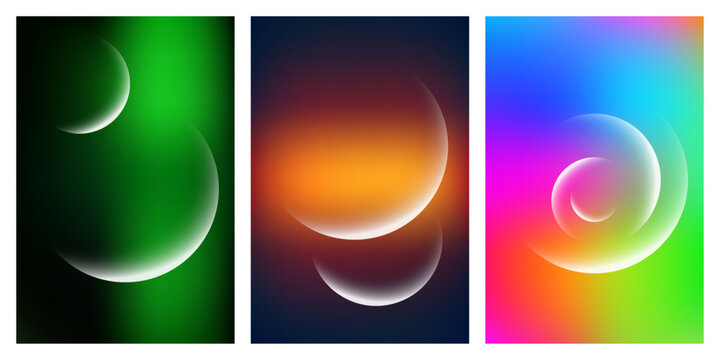 Glowing spheres on colorful gradient backgrounds