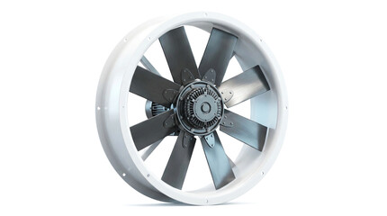 Fototapeta premium Industrial axial fan with metal blades isolated on white background