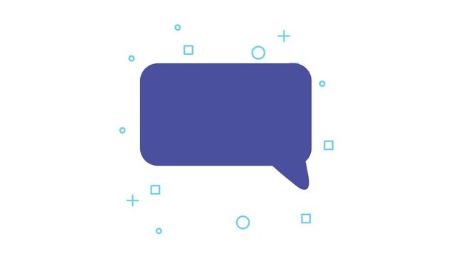 Animated speech bubble icon with typing dots effect on white background for communication concept.