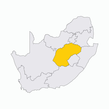 Map of South Africa with Free State Province Highlighted
