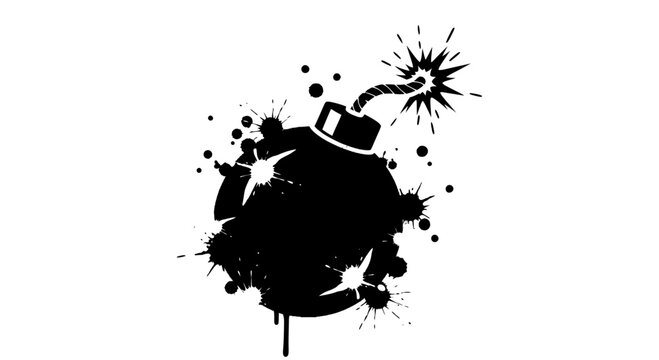 Exploding Bomb Silhouette with Splatter Effect