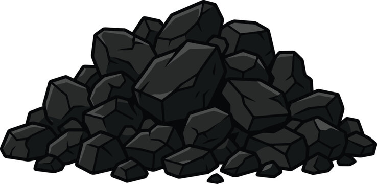 "Vector illustration of black coal pieces with rough texture for energy, mining, industrial, and environmental design projects"