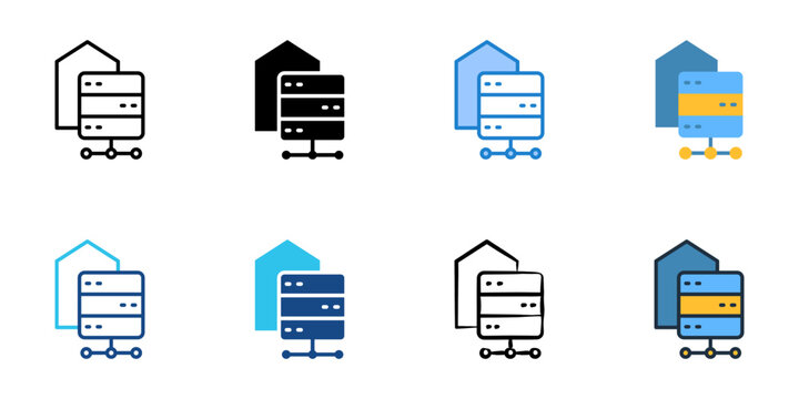 Proxy server icons set multiple style collection. Editable stroke 
