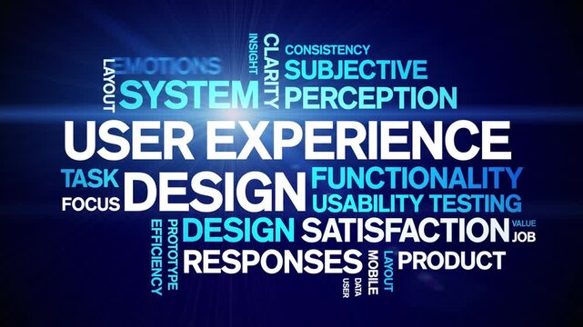 User Experience Design animated word cloud-gross domestic product animation tag kinetic typography seamless loop.