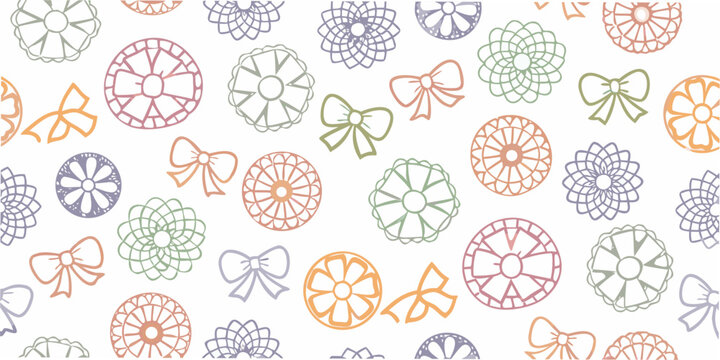Floral bow pattern repeating design with pastel colors