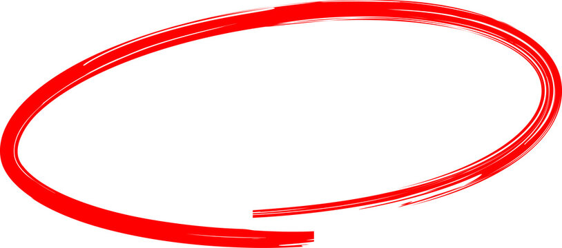 Red Hand Drawn Oval Highlight Circle Brush Stroke