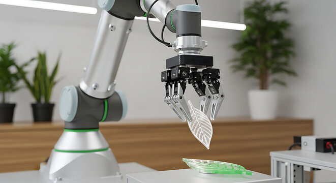 Industrial robotic arm in a modern workshop