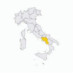 Fototapeta premium Map of Italy with Campania Region Highlighted
