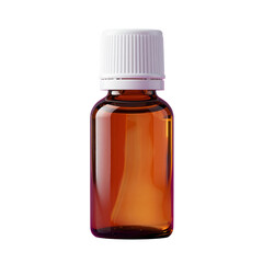 Fototapeta premium Amber Glass Vial with White Cap and Screw Top Isolated on Transparent Background