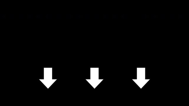 Three Bold White Arrows Jumping Downwards with Alpha Channel
