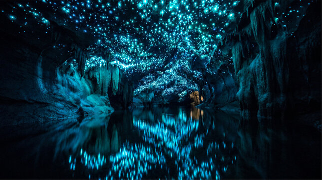 Waitomo Glowworm Caves New Zealand Bioluminescent Underground Galaxy River Surreal Landscape