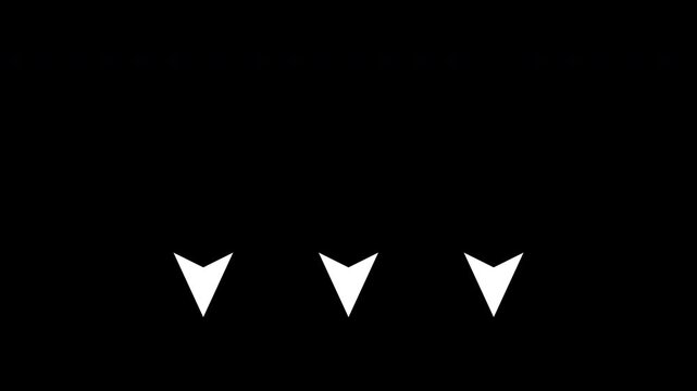 Three White Pointer Arrows Bouncing with Alpha Channel