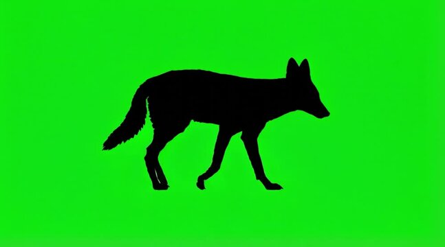 Video Silhouette of African wild dog are walking on the green screen background