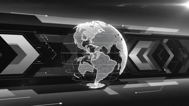 Futuristic Digital Globe Rendering with Motion Graphics and Technology Background for News Broadcast