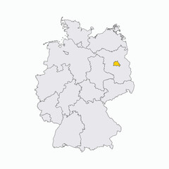 Fototapeta premium Germany Map with Highlighted State of Berlin