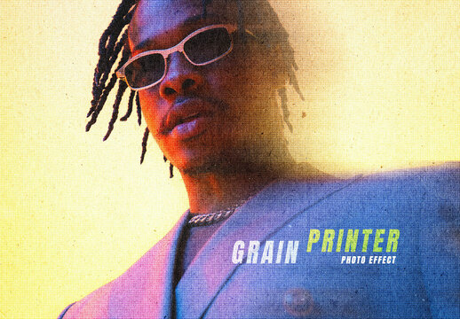 Grain Printed Photo Effect &ndash; Halftone for Album Cover & Social Media (PSD)
