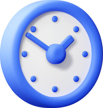 Blue wall clock 3d icon.