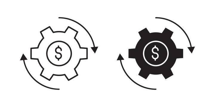 Cost optimization icon Finance Automation Gear Vector Icons Money Processing Technology Symbol Set Automated Payment System Icons 