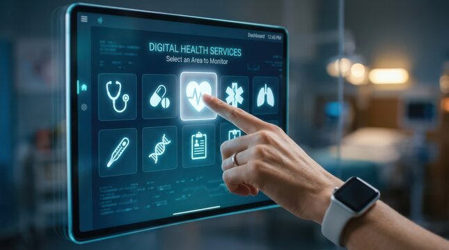 Digital health services interface on a modern touchscreen device