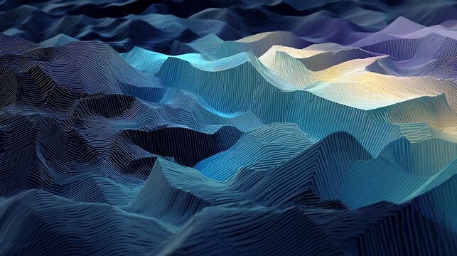 Flowing wave of polygons shifting in gradient tones, resembling digital fabric
