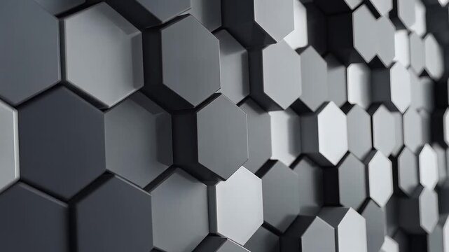 Abstract Hexagonal Pattern Background with Dynamic Light and Shadow Play.