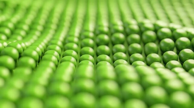 Abstract Rows of Green Peas Forming a Textured Background.