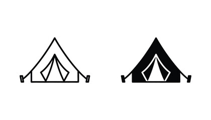 Simple camping tent icon in outline and solid black style for outdoor activities and camping gear branding isolated on white background © Meghna