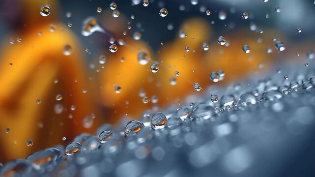Raindrops reflecting yellow orange warkari robes during monsoon travel