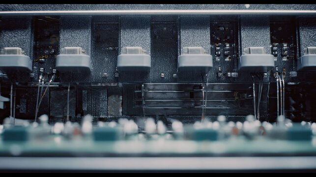 Electronic circuit boards with multiple components and wiring working inside advanced computer hardware, powering modern technology and digital processes