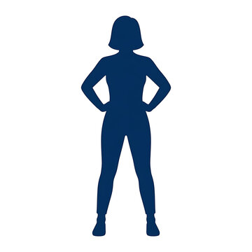 Detailed silhouette of adult female standing with hands on hipsconfident assertive power pose solid 3