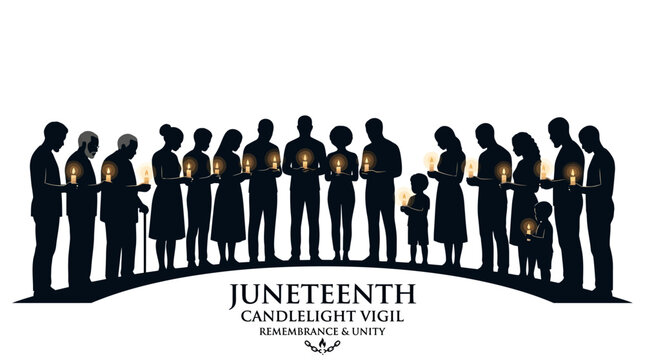 Juneteenth candlelight vigil with people holding candles
