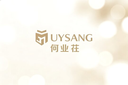 Brand logo with golden text on soft background