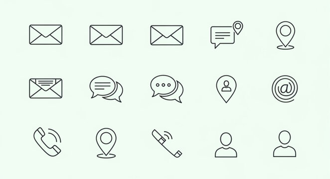 Communication icons for digital media.