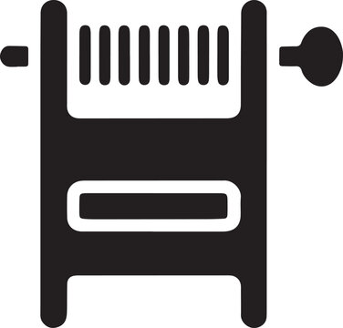 Minimalist spool winder machine vector icon with a side crank and 10 distinct wound