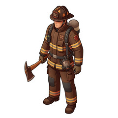 Obraz premium Professional silhouette of firefighter with axefire service figure holding axe for graphic design