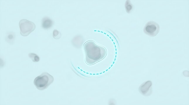 Microscopic biological cells under analysis, scientific research on organic molecules, medical laboratory background with digital scanning interface
