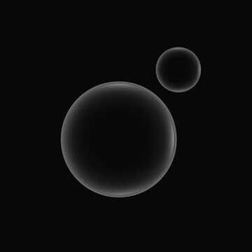 Realistic soap bubble on dark background. transparent white bubbles for graphic design elements 