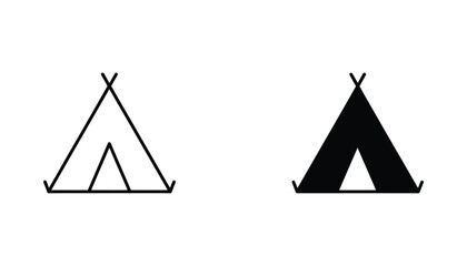 Camping tent structure for outdoor recreation line art and solid black silhouette icon set © Daniel