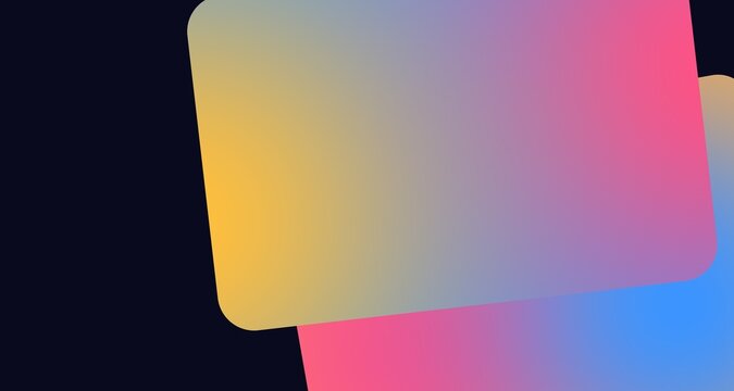 Neon split complementary geometric cards on dark background